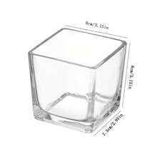 1 pieza Jarrón cuadrado de vidrio, maceta decorativa transparente para hidroponía para flores, suculentas y planta del dinero
