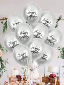 Happy Birthday Metallic Balloon Set, Multiple Colors Available, Suitable For Holiday Party Decorations
