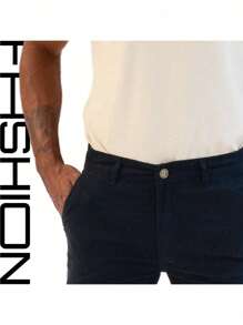 Men's Old Money Slim Fit Twill Sport Knife Pocket Pants With Premium Elastane Elegant Tailored Social Casual Trousers - 黑色 - 查看 2