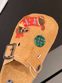 1 双儿童时尚室内/室外休闲拖鞋，透气防滑耐磨凉鞋，可爱动物装饰，适合幼儿，夏季沙滩鞋 - 棕色 - 查看 6