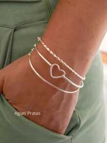 Kit 3 Braceletes em Prata 925 legitima