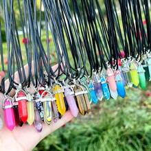 30pcs Multi-Color Crystal Pointed Chakra Pendant, Black Pu Leather Chain Necklace Jewelry, Chakra Crystal Gemstone PendantNecklace Set With Hexagonal Bullet Shaped Quartz Stones + Chain - không xác định - Xem 5