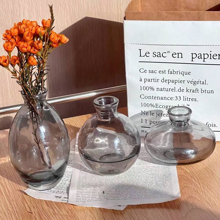 1/3 Stück Mini Glasvase, Glasmaterial Blumenarrangement Vase Knospen Dekorative Vase, Heim Desktop Dekorative Vase Blumenarrangement Blumenpflege Vase, Hydroponik Florist, Vase Blumenarrangement, Heim Dekoration, Geschenk für Feiertage Raumdekoration Blumenvase