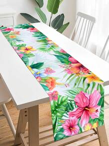 1 chiếc khăn trải bàn bằng polyester họa tiết hoa và lá cọ kiểu Hawaii, khăn trải bàn chủ đề Hawaii cho tiệc tùng, sinh nhật, đám cưới, trang trí tiệc mùa hè trong nhà và ngoài trời, trang trí bàn ăn nhà bếp, bộ khăn trải bàn trang trí nhà cửa, quà tặng mùa hè - hawaii - Xem 5
