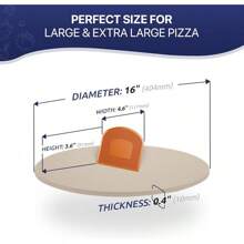 16" Pizza Stone For Oven & Grill With Handles - Natural Cordierite Baking Stone Set With SS Rack & Plastic Scraper (1500 °F Resistant, Round, Large)