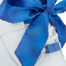 Tenis Casual Con Moño Color Blanco Para Mujer, Elegancia y Confort en Cada Paso - Azul y blanco - Ver 5