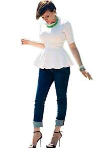 Short Sleeve Ruffle Blouse - White - View 2