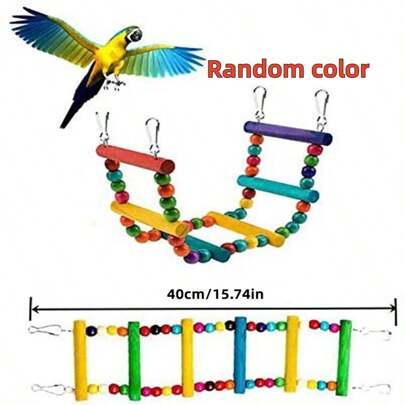 17 件套鸟类玩具套件，鹦鹉玩具包括秋千、咀嚼、咬、彩色柳条球、塑料水果叉、爬楼梯锻炼益智玩具