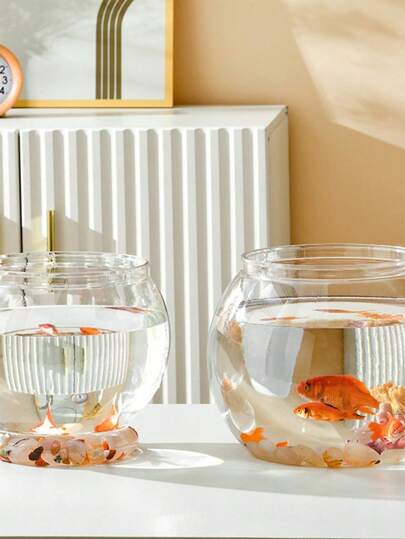 1pc Transparent Acrylic Aquarium Fish Tank, Desktop Micro Landscape Decoration For Living Room, Household Betta Fish Tank