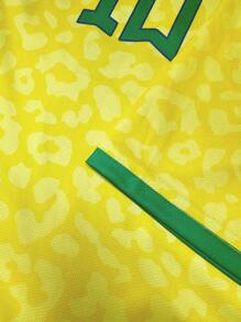 Brazil Style No.10 Men & Teenage Soccer Football Jersey & Crew Neck Comfortable Sports Top, Suitable For Various Ball Sports & Casual Wear, Football Party - Yellow - View 6