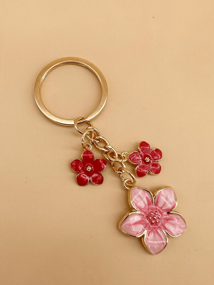 HAILIAN 1pc Sakura Shaped Keychain, Lightweight And Graceful Sakura Design, Suitable For Bag Pendant, Car Key Chain, Couples, Birthday, Holiday Gifts - Hot Pink - View 6