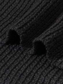 复古宽松休闲街头风格男士短袖镂空针织套头衫，男女通用圆领 - 黑色 - 查看 10