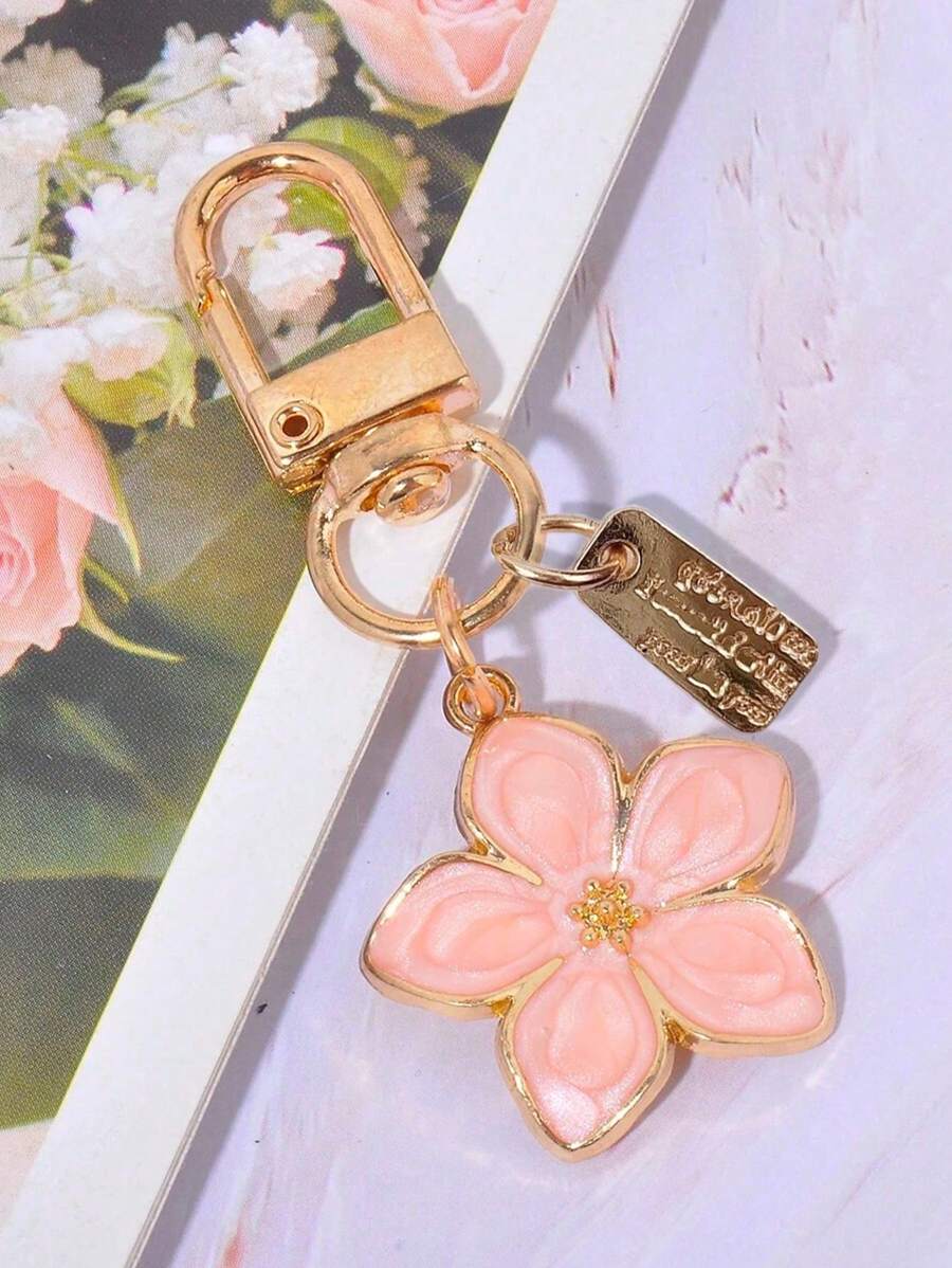 1 件 Y2K 风格金属樱花钥匙扣轻巧优雅的樱花设计带标签配件适合包包车钥匙情侣和节日礼物夏季海滩度假