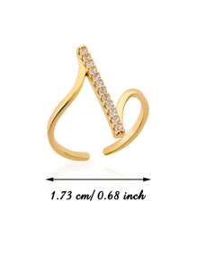 Anéis de aço inoxidável com zircônia cúbica listrada minimalista para mulheres, anel ajustável aberto antidesbotamento banhado a ouro 18K, joias com pingente de cor prata para casamento, acessórios para festas e férias, presentes para ela/mãe/melhores amigas