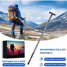 Bastón táctico de senderismo AiGear- Bastones de trekking, bastón táctico ajustable para senderismo, equipo para supervivencia al aire libre, acampada y senderismo