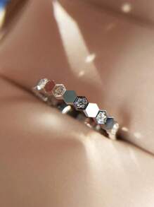 3pcs 925 Sterling Silver Personalized Simple Delicate Honeycomb Ring For Ladies Fine Jewelry Gift Birthday Gift Party Gift
