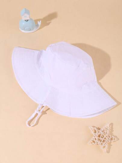 1 件儿童纯色可调节抽绳渔夫帽，男女通用防晒休闲帽，适合户外旅行海滩，适合春秋季节男孩和女孩