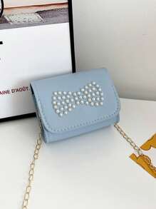 1pc Pu Magnet Closure Fashion Cartoon Mini Solid Color Pearl Bow Chain Shoulder Messenger Bag, Niche Design Cute Coin Purse Suitable For A Variety Of Occasions Comfortable Shoulder Straps Versatile Not Picky, Suitable For Outdoor, Play, Commuting, School Use, Is A Perfect Gift For Girls - Pearl Coin Purse - View 12