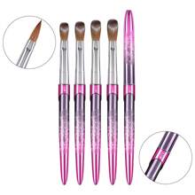 100% 纯 Kolinsky 3D 艺术指甲刷 VithGradient 粉色手柄，艺术设计粉指甲刷笔用于指甲延长和雕刻，丙烯酸应用工具