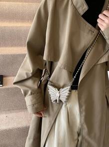 Cross-Border Chic Metallic Small Handbag, 2025 New European Style Personalized Butterfly Design Crossbody Box Clutch - Silver - View 3