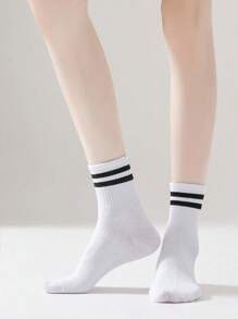 20 pares de calcetines casuales, simples, versátiles, transpirables y absorbentes del sudor de longitud media-pantorrilla unisex, calcetines de pareja
