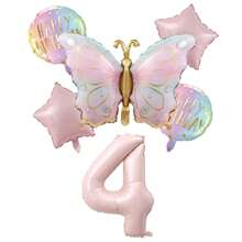 Set de globos con efecto degradado de mariposas y perlas para decoración de fiesta de cumpleaños, paquete de 1-9 unidades