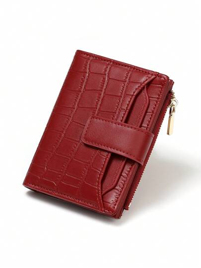 女款跨境石纹短款钱包双层二合一鳄鱼纹折叠拉链大容量多卡位电话卡PU皮出国卡包钱包钱夹钱包迷你钱包小钱包