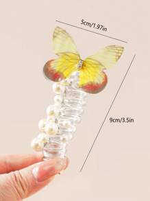 1pc/2pcs/3pcs Cute Fairy Hair Accessories, Pearl Net & Butterfly Rose Flower Spiral Hair Scrunchies, Suitable For Little Girls Braiding & Ponytail