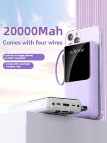 Carregador portátil integrado com 4 cabos, banco de energia de carregamento rápido de 20.000 mAh, bateria externa USB C leve, carregador compacto para celular de viagem compatível com iPhone 16, 15, 14, 13, 12 Pro/Pro Max S22, S21, iPad, etc.