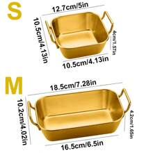 1pc Stainless Steel Gold Color Double Ear Snack Plate, Creative Candy Fries Basket Serving Tray - Multicolor - View 10