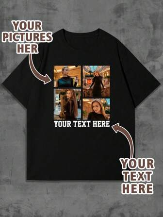 Customized Men's Photo T-Shirt, Personalize Text And Photo, Gift For Boyfriend Ornamental,Dawg Stylish,Fashion,Hipster,Contracted,Easy Costume,Modest Fashion,Minimal Chic,Casual Custom,Unique,Personalized Ideal Gifts For Him Family,Boyfriend,Friends,Children For Anniversaries,For Birthdays,For Holiday/Vacation,Customized Men Tops,Street Casual Chic,Men,Easy Comfort,Men's Short Sleeve