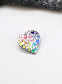 1pc Simple Unique 925 Sterling Silver Full Of Love Enamel Heart Charm DIY Pendant Women Fine Jewelry Gift - Silver - View 4