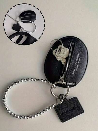 时尚包包挂件配件 1 黑色皮革纹理钥匙包高端礼品钥匙扣适合情人节礼物和钥匙包装饰伴娘礼物