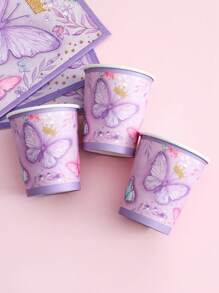 40pcs/Set Purple Butterfly Theme Disposable Tableware, Purple Butterfly Party Decoration Paper Cutlery Dinnerware, Butterfly Party Decoration Birthday Decor Babe Shower Decoration Gender Reveal Decor, Home Decor, Room Decor, Table Decor - Purple Butterfly Tableware - View 11