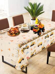 1Pc Construction Vehicle Tablecloth Table Runner ,Engineering Vehicle Birthday Party Decoration ,BabyShower Decor,Gender Reveal Party Decor,Newborn Party Decor ,Family Friends Gathering Table Decoration ,Home Decor,Kitchen Decoration