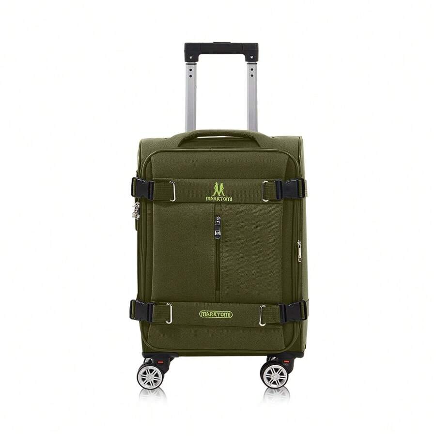 Maleta de Lona Oxford, 18 Pulgadas con 4 Ruedas Giratorias, Maleta de Viaje 10kg con Cierre de Cremallera y Candado de Combinación, Equipaje para Viajar - Verde - Ver 1