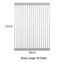 304 Stainless Steel Drain Roller Shutter Kitchen Sink Drain Dish Rack Foldable Drain Rack Mildew Silicone Storage - Silver - View 6