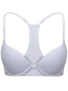 Racerback Bra With Front Closure And Comfortable Tank Top Straps - trắng - Xem 1