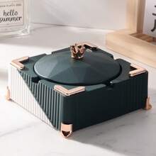 New Lightweight Luxury Creative Plastic Scandinavian Style Modern Household Smoking Ashtray With Lid, For Living Room And Office