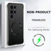 Funda de teléfono compatible con Samsung Galaxy S25 Ultra, S25 Plus, S25, S24 Ultra, de alta gama, ultrafina, con marco medio, parte posterior mate microporosa, antihuella dactilar, con patrón de lentejuelas CD, funda magnética para teléfono móvil compatible con iPhone 17 Pro Max, 17 Air, 16, 15, 14, 13, 12, 11 Pro Max Plus - Negro - Ver 3