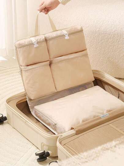 1 件旅行折叠式收纳袋，悬挂式行李收纳袋，可机洗行李收纳袋，适用于衣服、内衣及配饰、袜子、商务旅行分类收纳袋，大容量便携式行李收纳袋