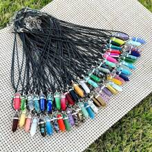 30pcs Multi-Color Crystal Pointed Chakra Pendant, Black Pu Leather Chain Necklace Jewelry, Chakra Crystal Gemstone PendantNecklace Set With Hexagonal Bullet Shaped Quartz Stones + Chain - không xác định - Xem 3