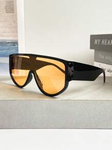 1pc New Vintage Oversized Fashion Glasses, Stylish Colorful Retro Fashion Glasses, Suitable For Daily Wear For Summer Beach Vacation,Outdoor,Travel