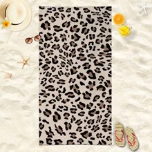 Telo da spiaggia oversize, leggero e ad asciugatura rapida in microfibra, con stampa leopardata, super morbido e anti-sabbia, adatto per piscina, spiaggia, donne, in colore nero e stampa leopardata, regalo
