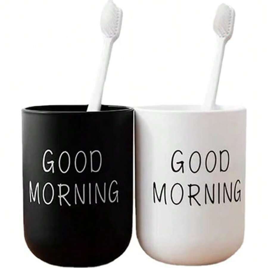 1/2PCS Portable Washing Mouth Cups Plastic Home Hotel Toothbrush Holder Bathroom Accessories Storage Cups Home Bathroom Decor Fall Decor Back To School - Multicolor - View 1