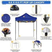 CAROMA Gazebo pieghevole 2x2 impermeabile, stabile, resistente all'inverno senza parete laterale, gazebo pieghevole, tenda da festa, gazebo da giardino con protezione solare, gazebo pieghevole con borsa (2 x 2 m blu)