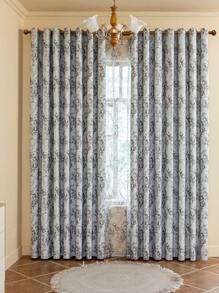 1 件全新花卉鸟图案 100% 遮光双层复合窗帘，家庭隔热，适用于客厅、卧室、办公室、派对和日常装饰 - 彩色 - 查看 10