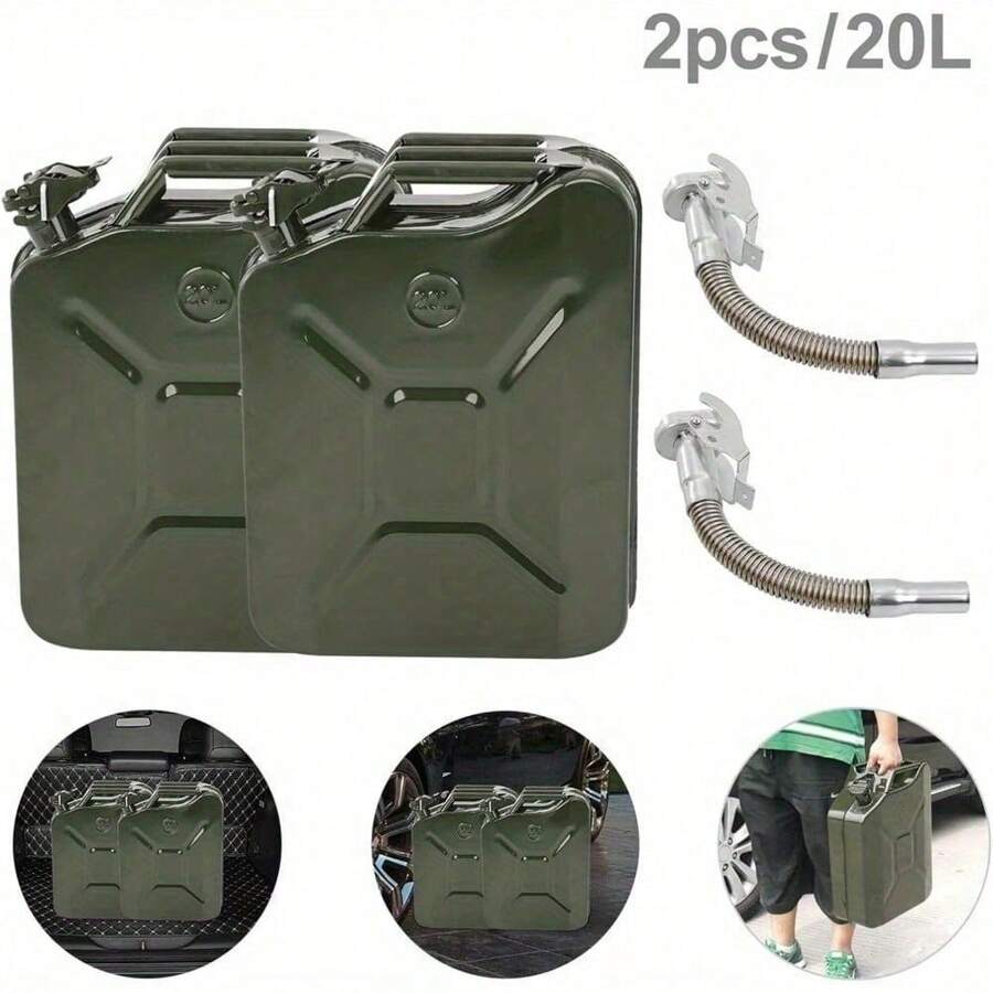 Trintion 2Pcs Jerry Can Metal Petrol Can With Spout Motorcycle Fuel Store Container 20L For Store Petrol Green - 變體1 - 查看 1
