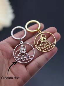 1pc Customized Welding Machine Pattern Name Letter Keychain - Fashionable Gold Stainless Steel Pendant, Personalized Gift For Halloween, Christmas And Thanksgiving - Multicolor - View 1