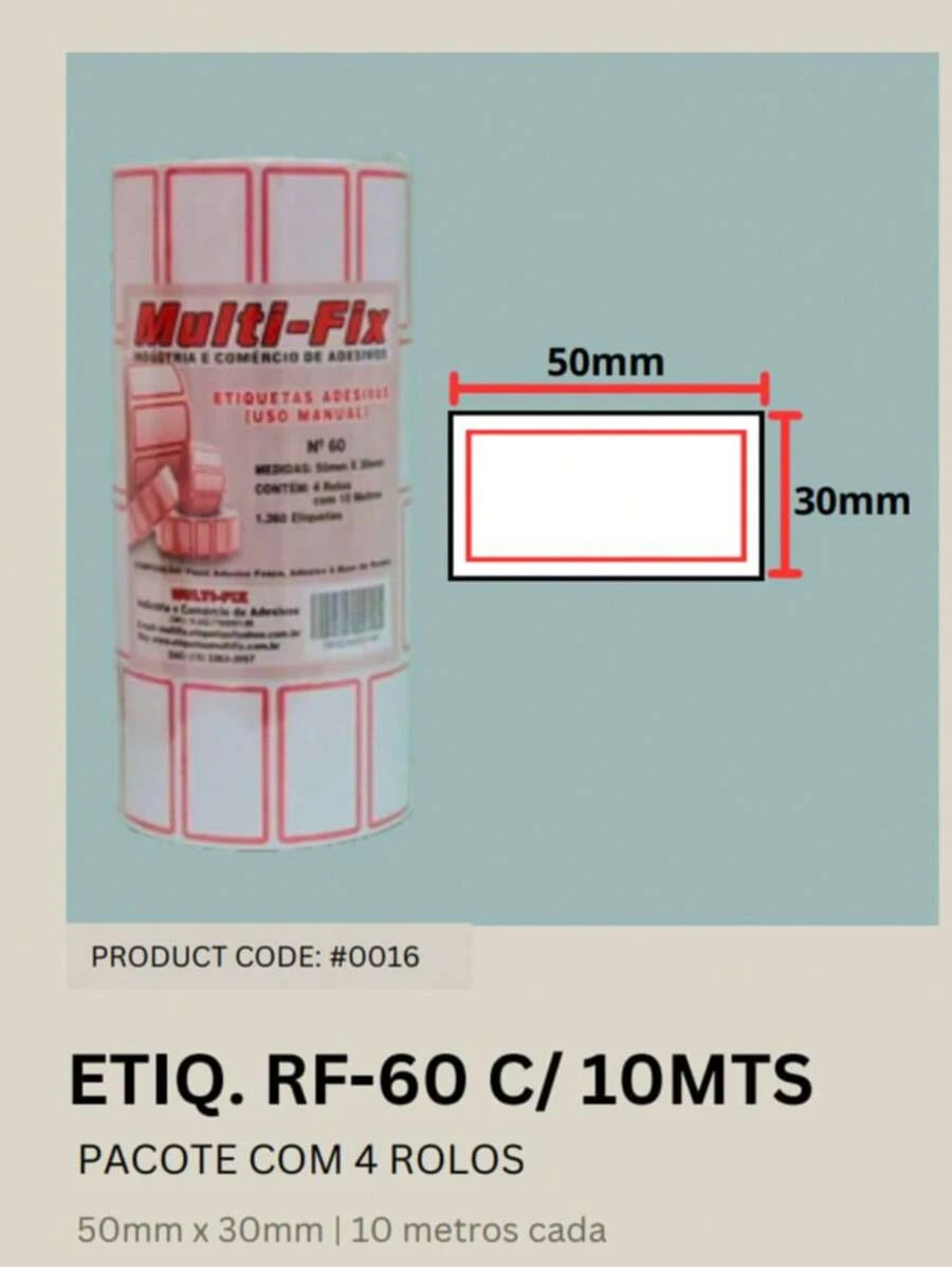 4 Red Stripe Price Labels F-60 With 10 Meters Per Roll - White - View 1